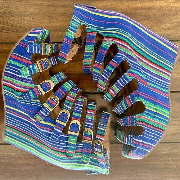 Jeffrey Campbell Multicolor Striped Wedges Size 6 - Picture 1 of 7